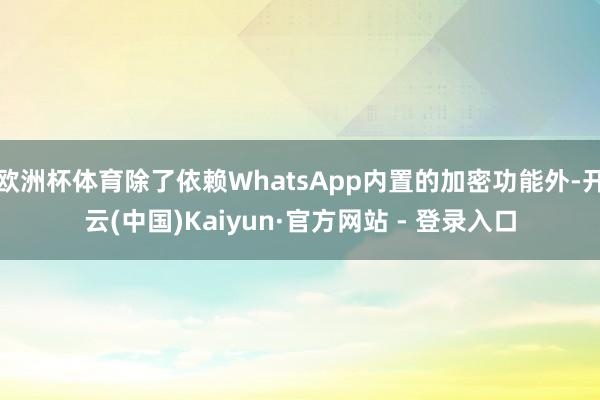欧洲杯体育除了依赖WhatsApp内置的加密功能外-开云(中国)Kaiyun·官方网站 - 登录入口