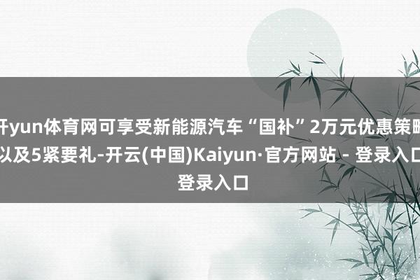 开yun体育网可享受新能源汽车“国补”2万元优惠策略以及5紧要礼-开云(中国)Kaiyun·官方网站 - 登录入口