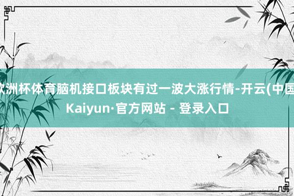 欧洲杯体育脑机接口板块有过一波大涨行情-开云(中国)Kaiyun·官方网站 - 登录入口