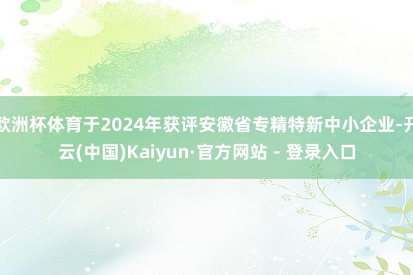 欧洲杯体育于2024年获评安徽省专精特新中小企业-开云(中国)Kaiyun·官方网站 - 登录入口