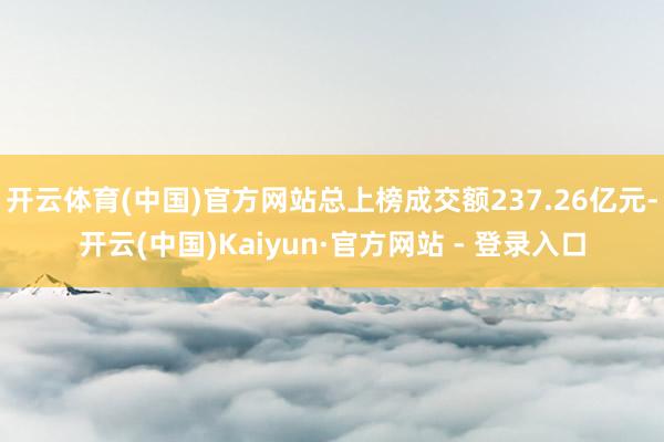 开云体育(中国)官方网站总上榜成交额237.26亿元-开云(中国)Kaiyun·官方网站 - 登录入口