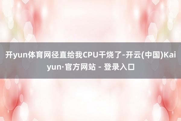 开yun体育网径直给我CPU干烧了-开云(中国)Kaiyun·官方网站 - 登录入口