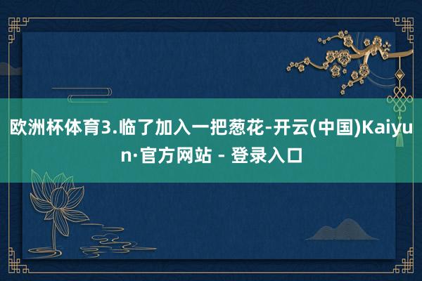 欧洲杯体育3.临了加入一把葱花-开云(中国)Kaiyun·官方网站 - 登录入口