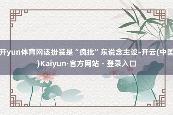 开yun体育网该扮装是“疯批”东说念主设-开云(中国)Kaiyun·官方网站 - 登录入口