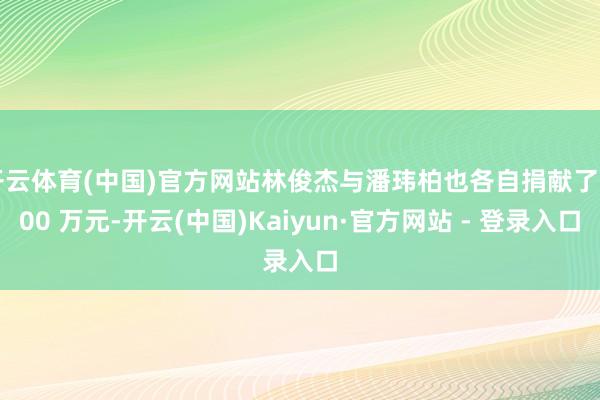 开云体育(中国)官方网站林俊杰与潘玮柏也各自捐献了 200 万元-开云(中国)Kaiyun·官方网站 - 登录入口
